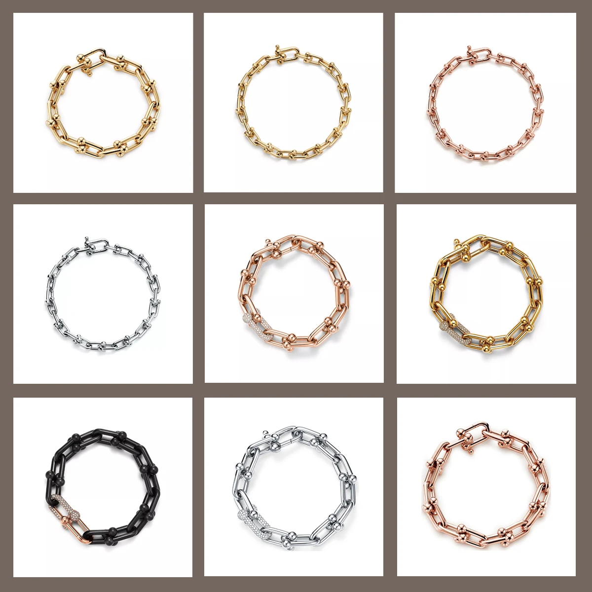 

T 1:1Original S925 Sterling Silver Horseshoe Button with Thick Bracelet Women's TIF Gold Versatile U-shaped Luxury Jewelry