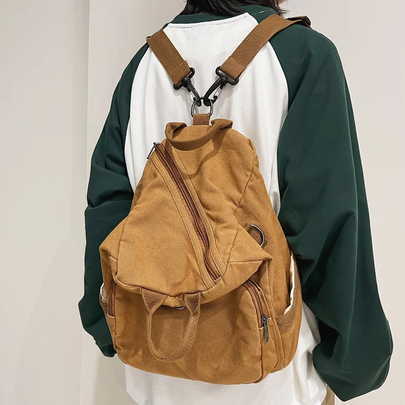 

2022 Multifunctional Women Backpack Female Washed Cloth Small Bookbag Cool Travel Bag for Teenage Girl Notebook Schoolbag Cute