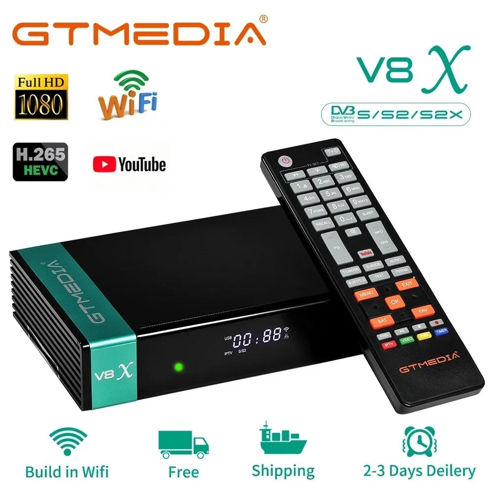 

Full HD Gtmedia v8X DVB-S2x Satellite Receiver gtmedia V9 prime V7 s2x upgrade form gtmedia v8 nova Support H.265 Built-in WiFi