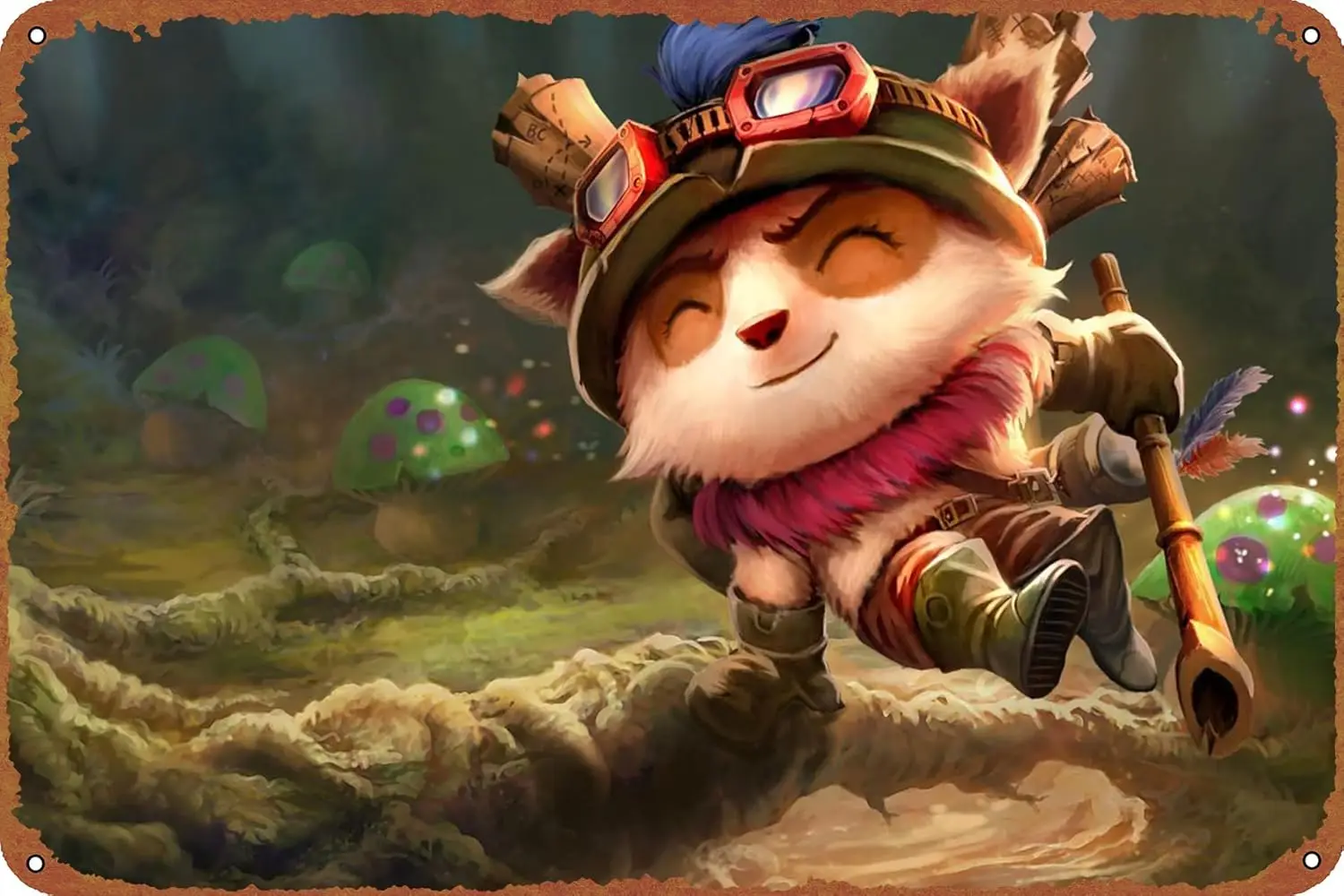 Горизонтальный игровой постер Teemo металлический знак жестяной ретро настенный