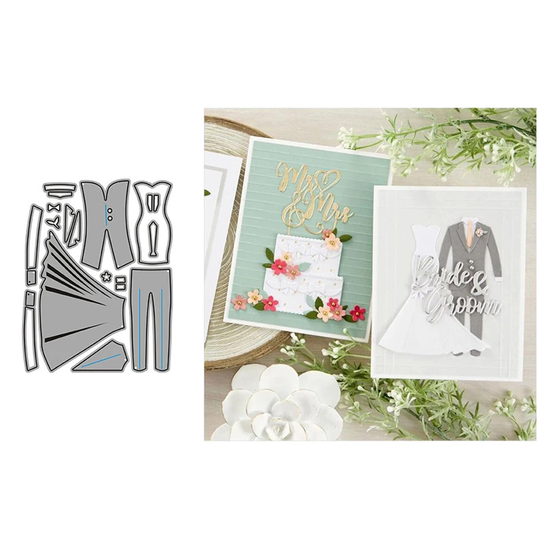 

Groom & Bride Dress Metal Cutting Dies for Scrapbooking Handmade Tools Mold Cut Stencil New 2022 DIY Card Make Mould Model Craft