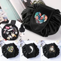 women drawstring lazy cosmetic bag travel storage makeup bag organizer female make up pouch portable toiletry beauty case