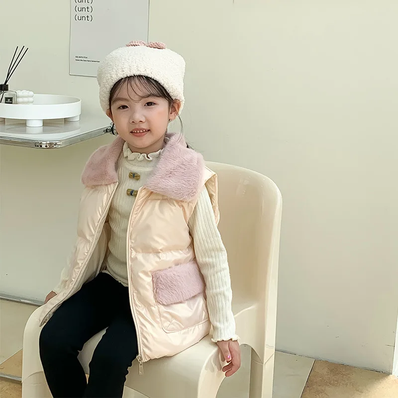 

Детский жилет куртки для мальчиков и девочек на осень-зиму, без рукавов куртка-жилет с капюшоном из плотного бархата для детей теплый жилет ...