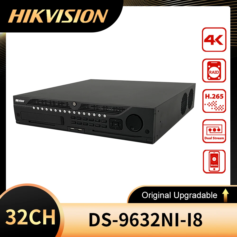 

DS-9632NI-I8 Original Hik 4K 32ch NVR Up to 12MP H.265 8SATA HDD hot swap with RAID0,1,5,6,10 CCTV Recorder cheap NVR CCTV NVR