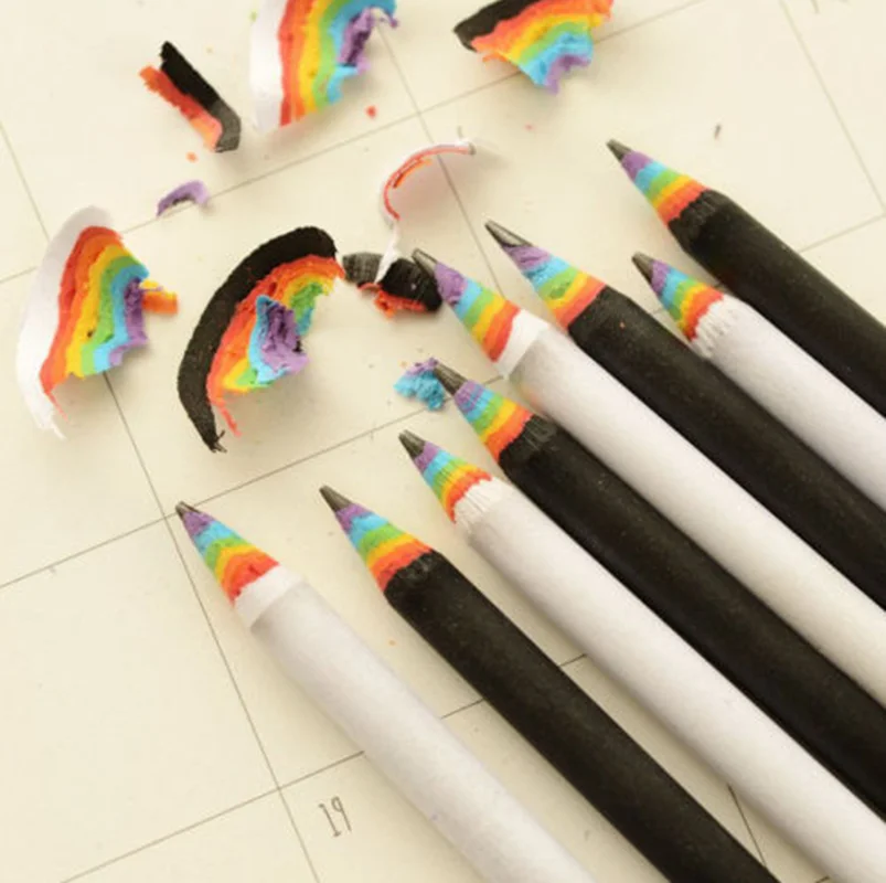 

2Pcs New Rainbow Pencils Drawing Painting Pencil Cute Handwriting Pen Student Stationery School Office Supplies