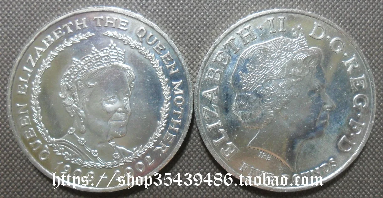

Королева Мать Ван умерла 2002 в Великобритании 5 фунтов памятная монета