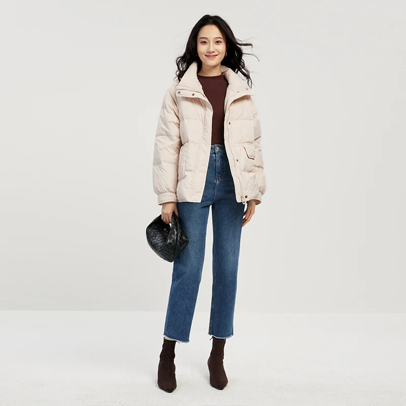 High-quality 90%  White Duck Down Jacket Women  Casual  Autumn/Winter  Casaco Feminino  Wide-waisted  Zipper Thin Coat