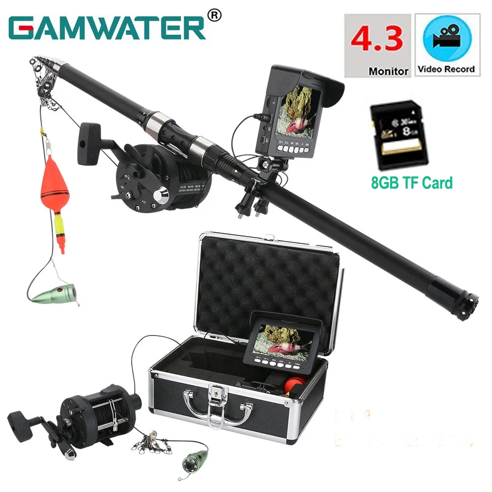 

GAMWATER 4.3" Monitor HD DVR 1000TVL Recorder Underwater Fishing Video Camera Kit 6 IR LED Lights With 15M/25M Cable Sea Wheel