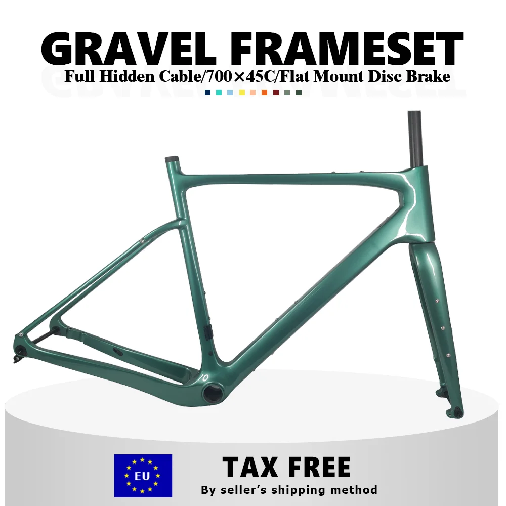 

T1000 Carbon Gravel Frame 700C Road Bike Frame Disc Brake Thru axle 142*12 Max tires 700*45C 650B*2.1" Gravel Bike Frameset