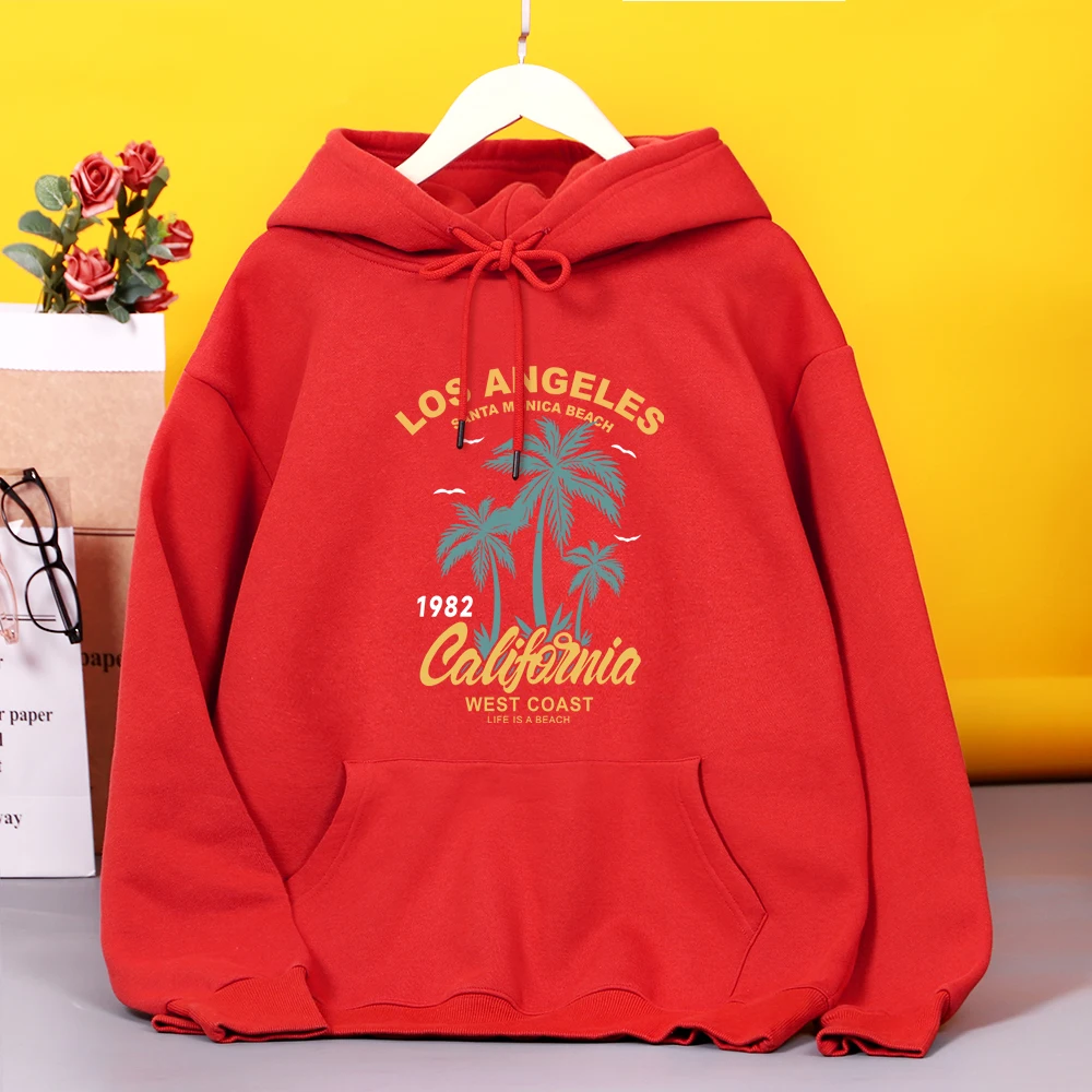 

Los Angeles 1982 California West Coast Santa Monica Beach Hooded Women Fleece Daily Hoodies Fashion Chic Hoodie Soft Casual Tops