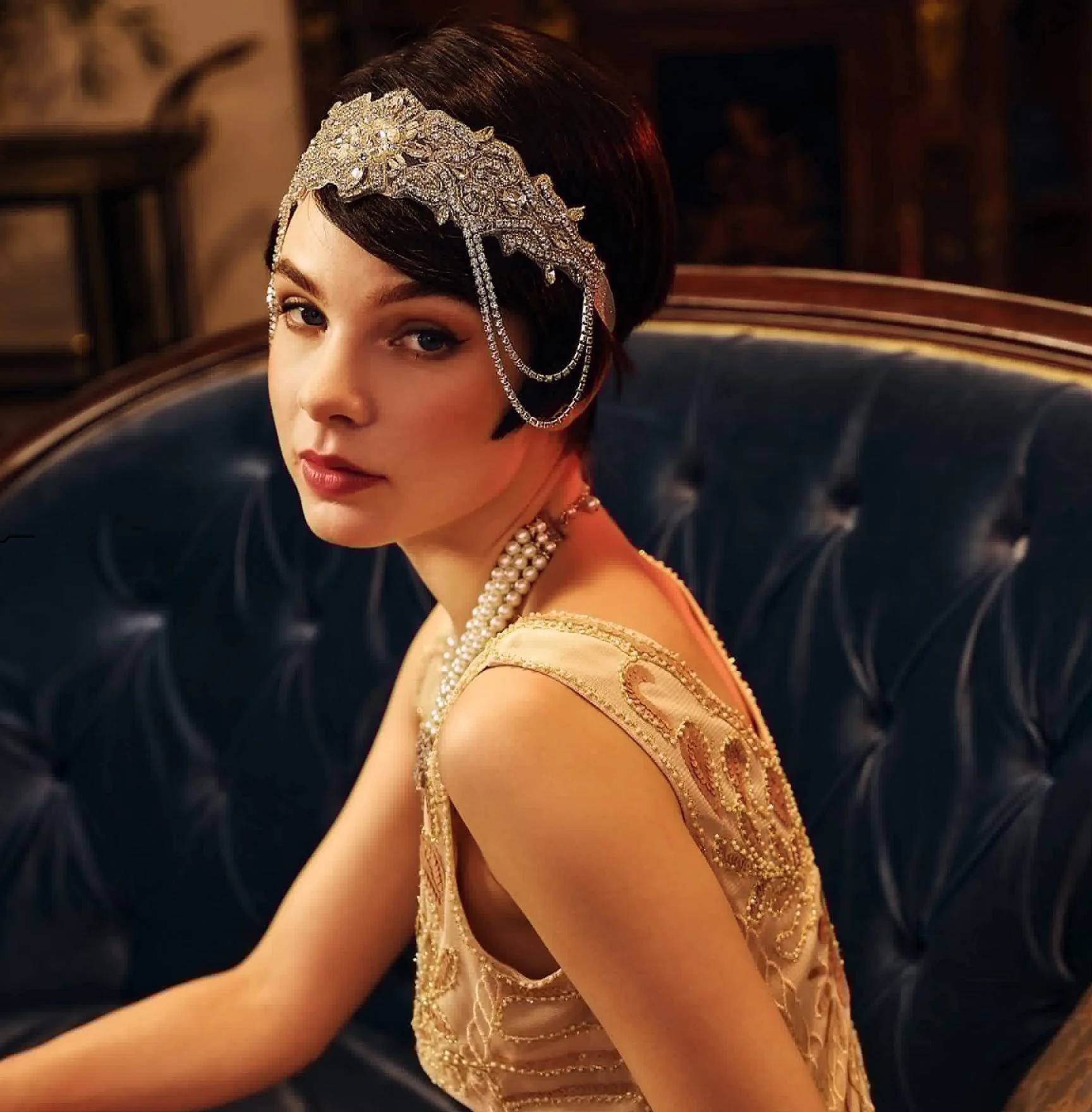 Головной убор Charleston с перьями Flapper аксессуары для женщин арт-деко 20-е годы