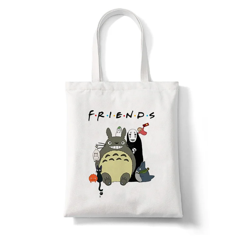 

Bag Canvas Beach Shoppers Bags Tote Eco Messenger Handbag Women's Chinchilla Studio Ghibli Miyazaki Totoro Kawaii Vintage Bolsas