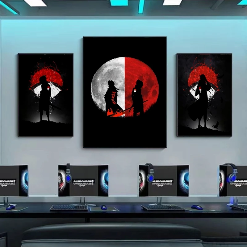 Картина Наруто холст Темный стиль аниме фигурки постеры манга домашний декор для комнаты эстетическое настенное Искусство Детские подарки на день рождения