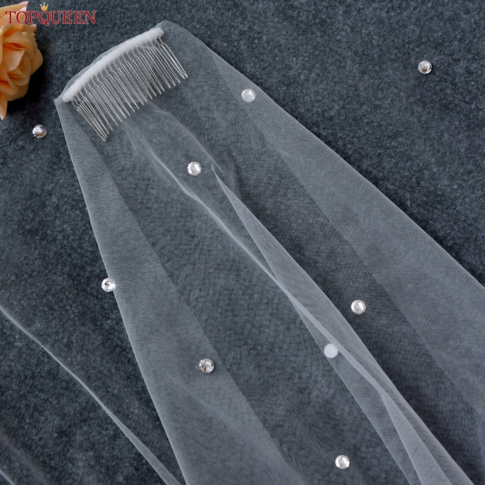 

TOPQUEEN V71 Glitter Bridal Veil Sparkly Gold Star Draped Wedding Veil with Rhinestones Bling Bling Wedding Glitter Veil