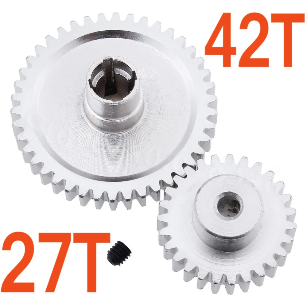 

Metal Steel 42T Spur Gear Diff Main & Motor Pinion Gear 27T For WLtoys A959-B A969-B A979-B K929-B Replacement of A959-B-15