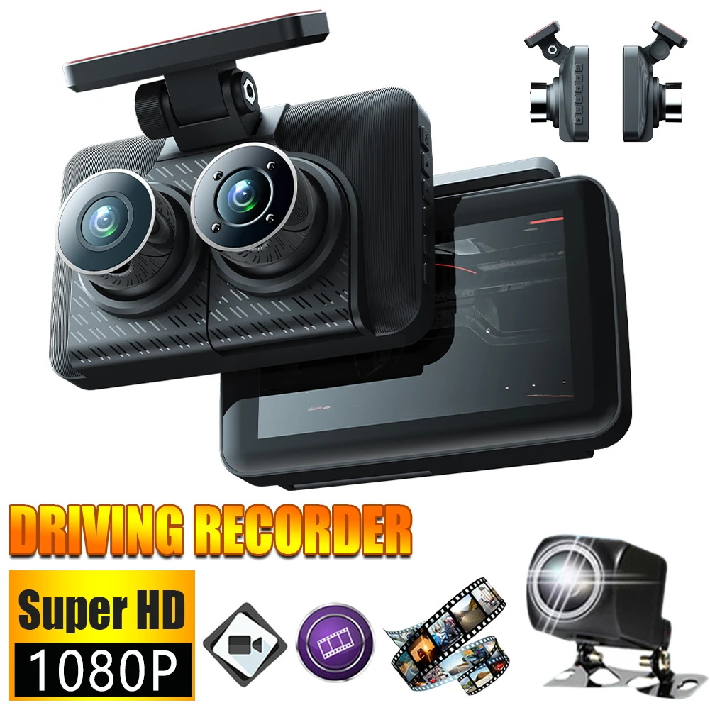 

1080P Car Dash Cam 3 Camera Lens Car DVR Wide Angle 24H Parking Monitoring Video Recorder Night Vision WiFi Auto Video Recorder
