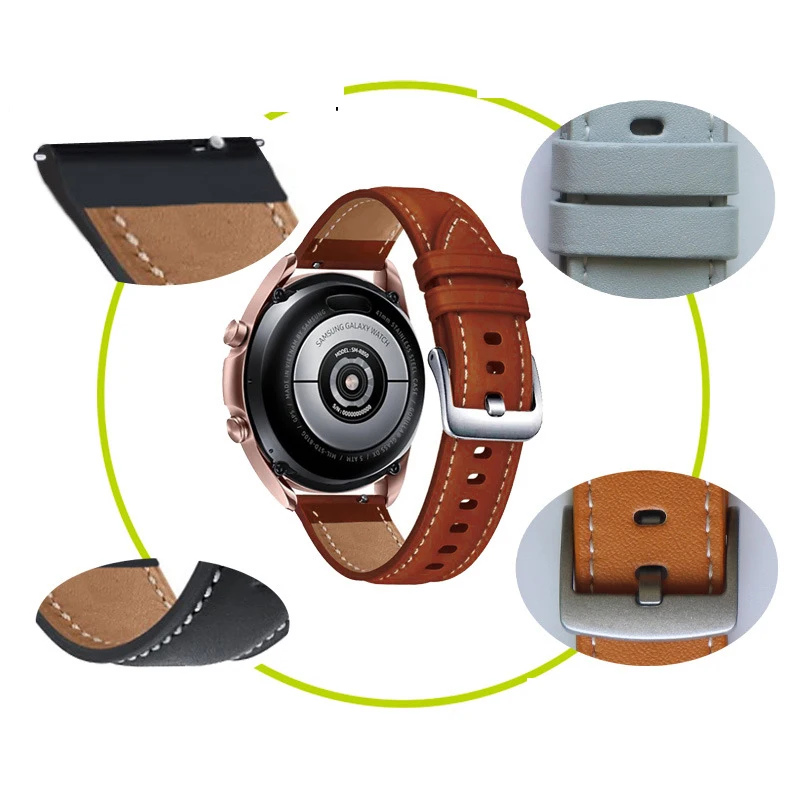 22mm 20mm Leather Strap For Samsung Galaxy Watch 3 41mm 45mm Bracelet Watchbands Wristband For Galaxy Watch 42mm 46mm Gear S3