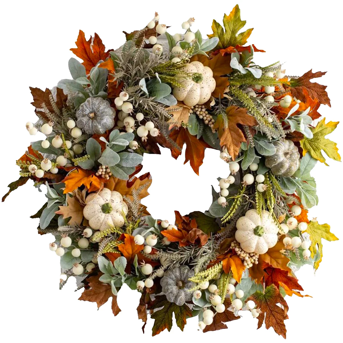 

Fall Wreath 45CM Artificial Autumn Harvest Wreath Pumpkin Maple Leaf Wreath Realistic Halloween Thanksgiving Wreath Home Decor