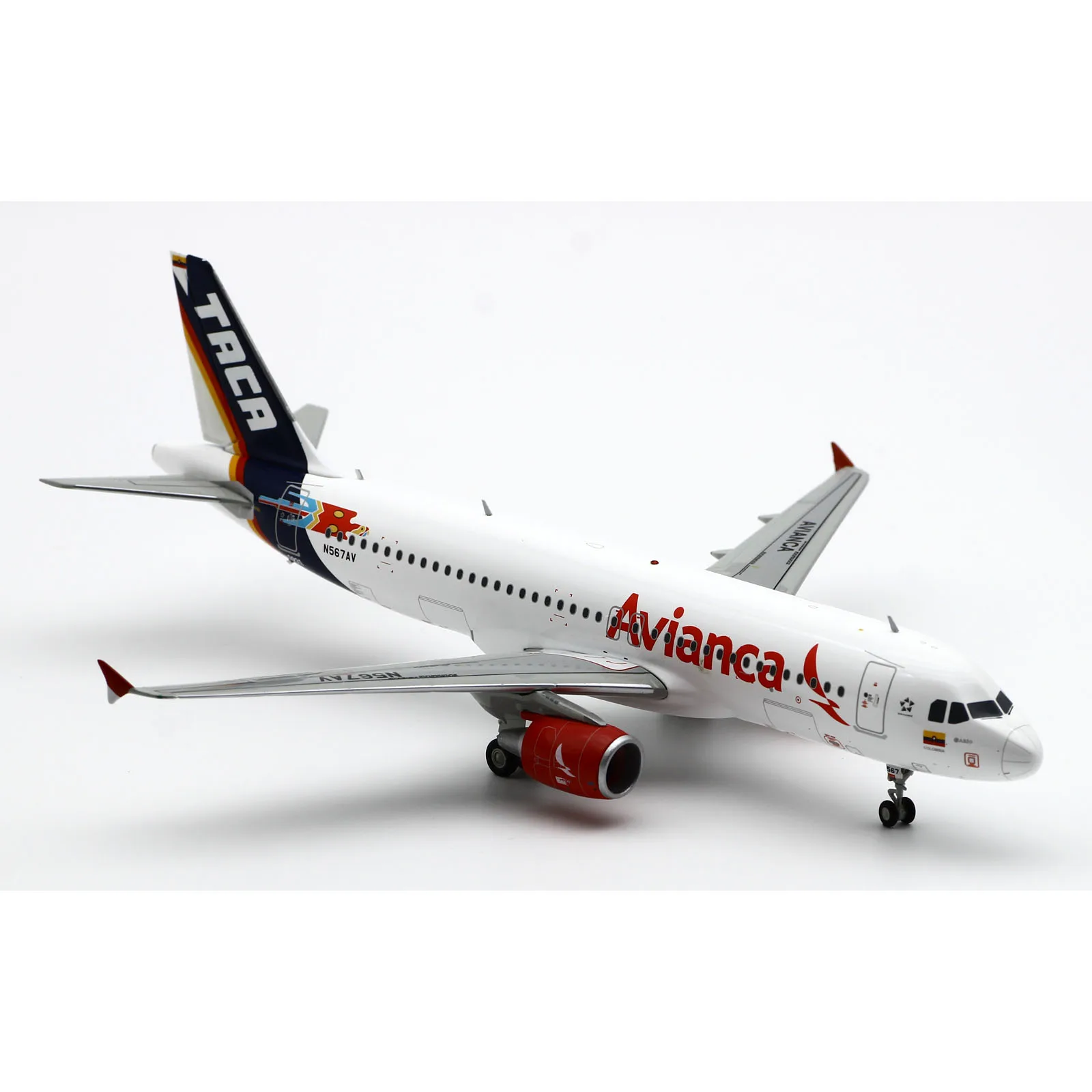 Фото Коллекционная модель самолета LH2431 из сплава, подарок, JC Wings 1:200, ретро-ливрея Avianca TACA, литая модель самолета Airbus A320 JET N567AV №4