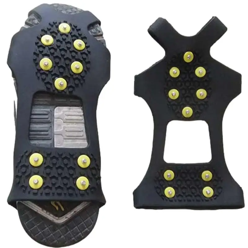 Snow Cleats Ice Cleats For Shoes Boots With 10 Tooth Anti Slip Rubber Grips Spikes Ice Cleats Snow Grips Ice Fishing Gear Tool