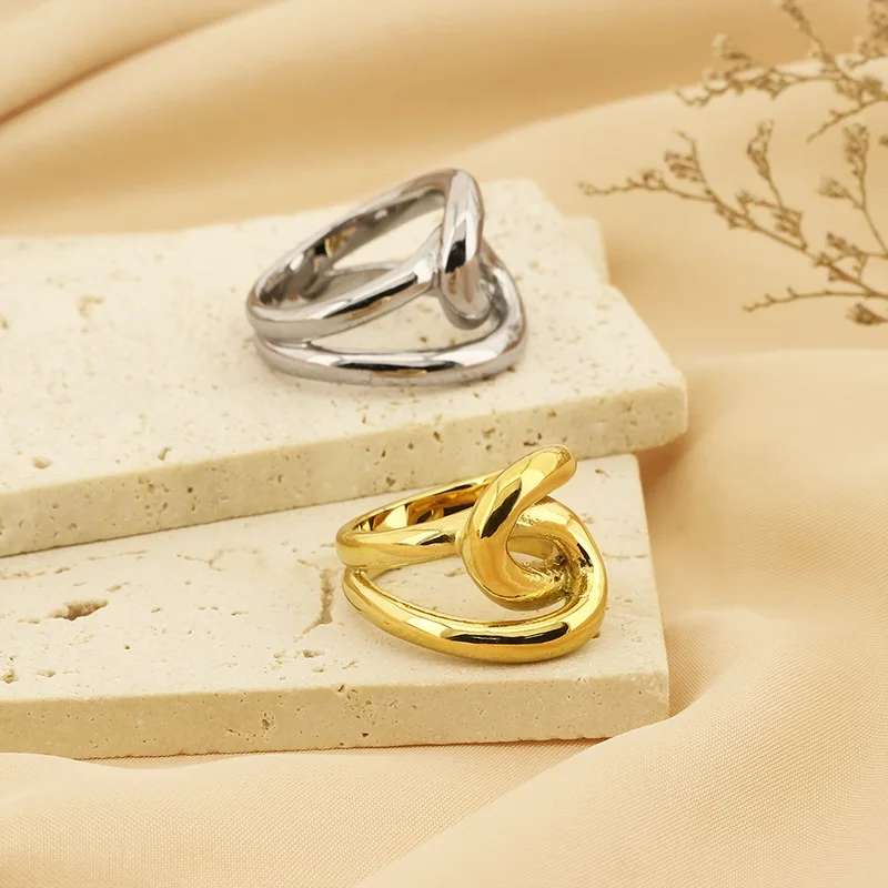 Женские Геометрические кольца из нержавеющей стали золотого и серебряного цвета