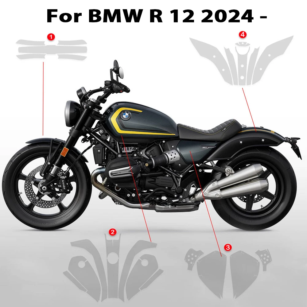 Фото НОВАЯ невидимая мотоциклетная защитная пленка из ТПУ R 12 PPF для BMW R12 2024 - устойчивый к царапинам, УФ-излучению, самовосстанавливающийся комплект №1