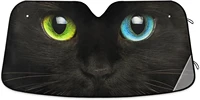 oarencol cute black cat blue yellow eyes car windshield sun shade foldable uv ray sun visor protector sunshade