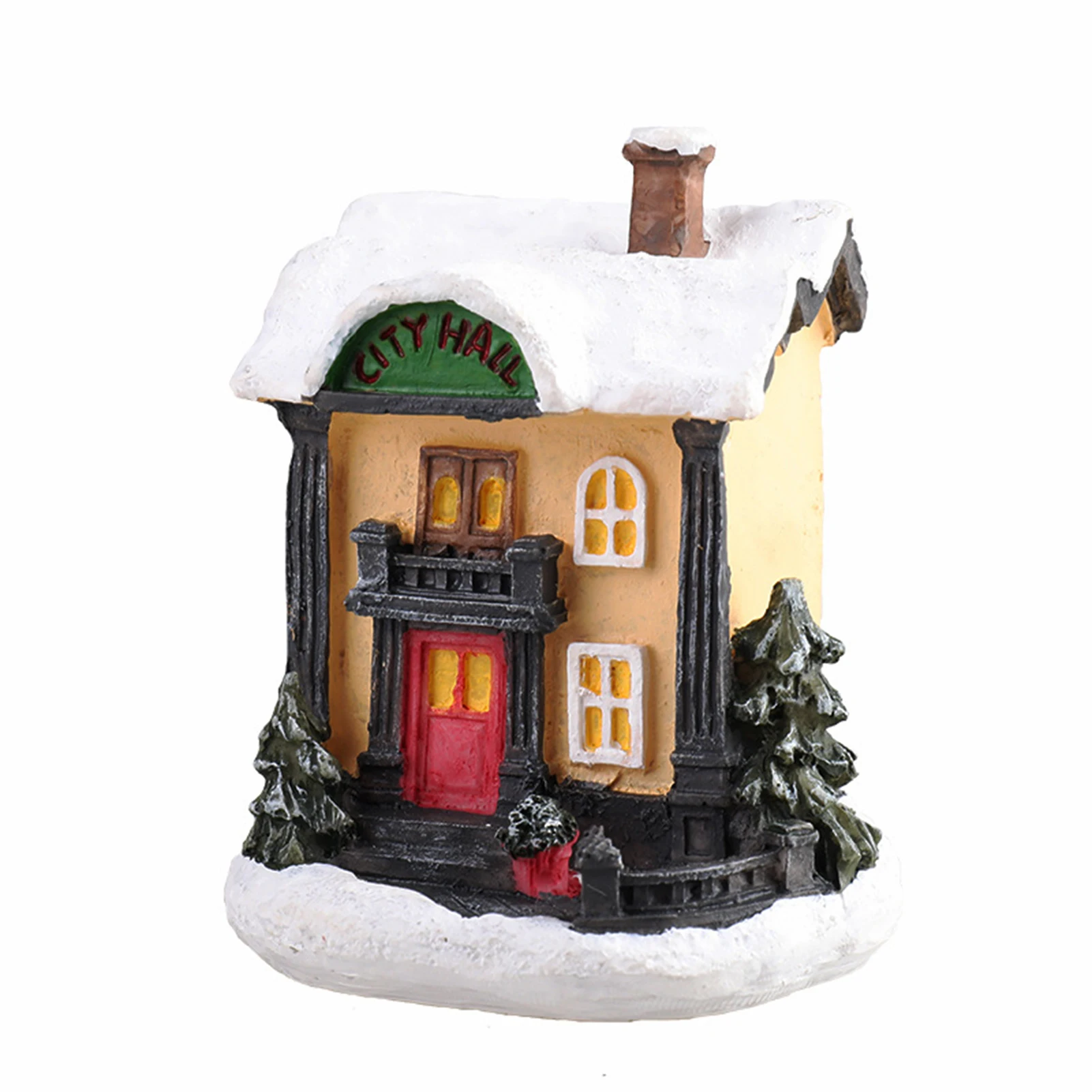 

Christmas Decors for Tables with Lights Snowy House Winter Scene Resin Sculpture Seasonal Festival Party Decor