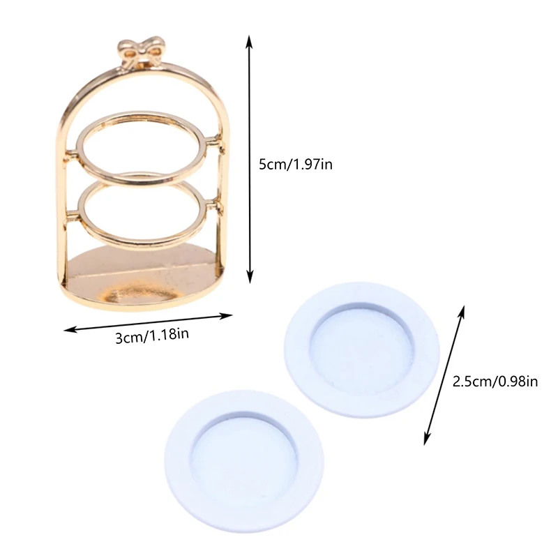 1:12 кукольный домик миниатюрная металлическая подставка для десерта с тарелками
