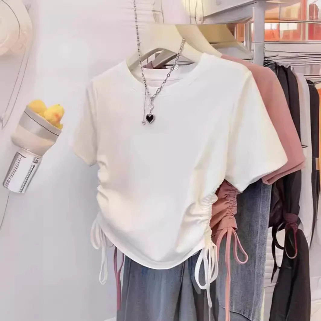 Универсальная женская футболка с коротким рукавом лето 2024 новый дизайн