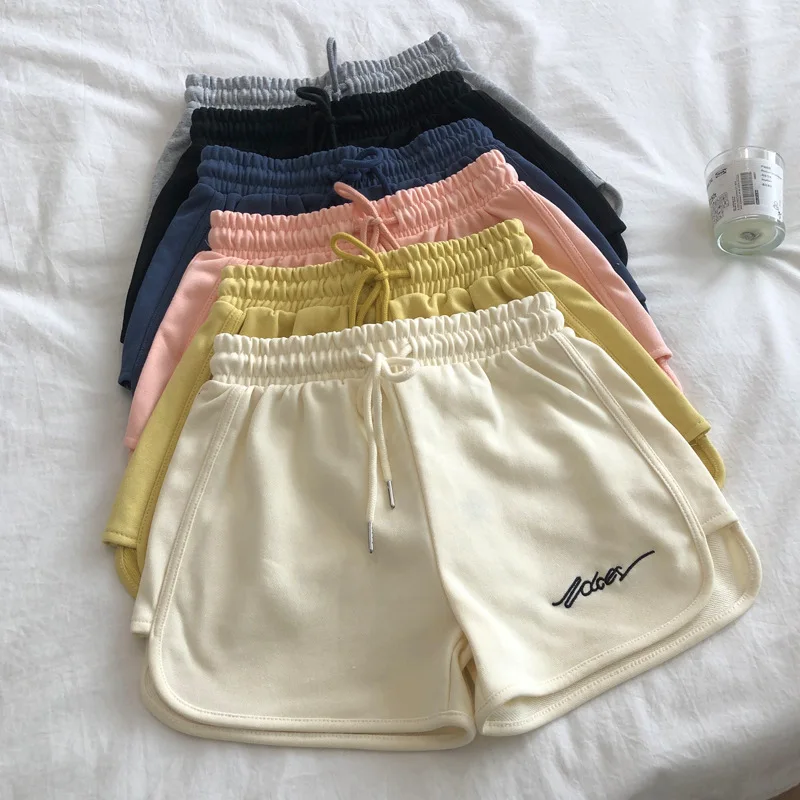 

Women's Sports Shorts 2022 Newest Korean Fashion Loose Casual Wide Leg Letters Embroidered Home Yoga Womens Shorts