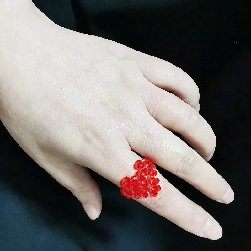 Новые хрустальные бусины красное кольцо в форме сердца с любовью женские