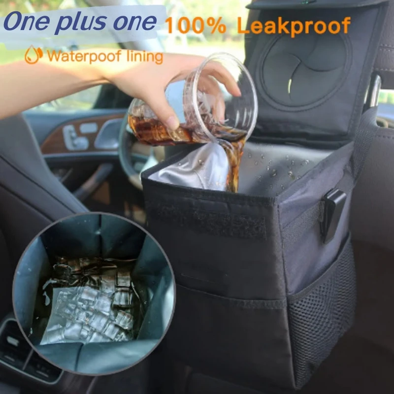 Bin Auto Car Accessories Organizer Garbage Dump For Trash Can Cars Storage Pockets Closeable Portable