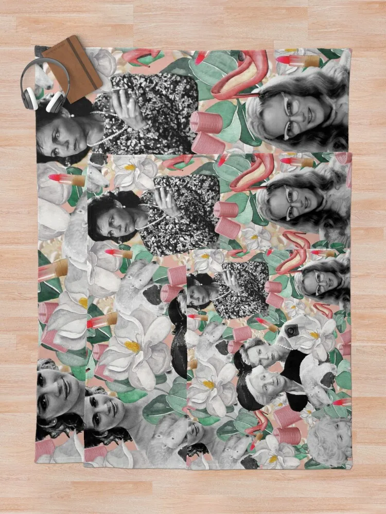 Стальной магнолий Южный Шарм коллаж плед одеяло диван милое клетка