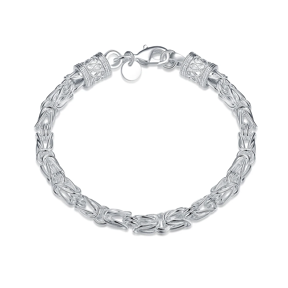 

Silver Color Chain Link Bracelets For Men Geometry Simple Round Bracelet Fashion Jewelry Accessories