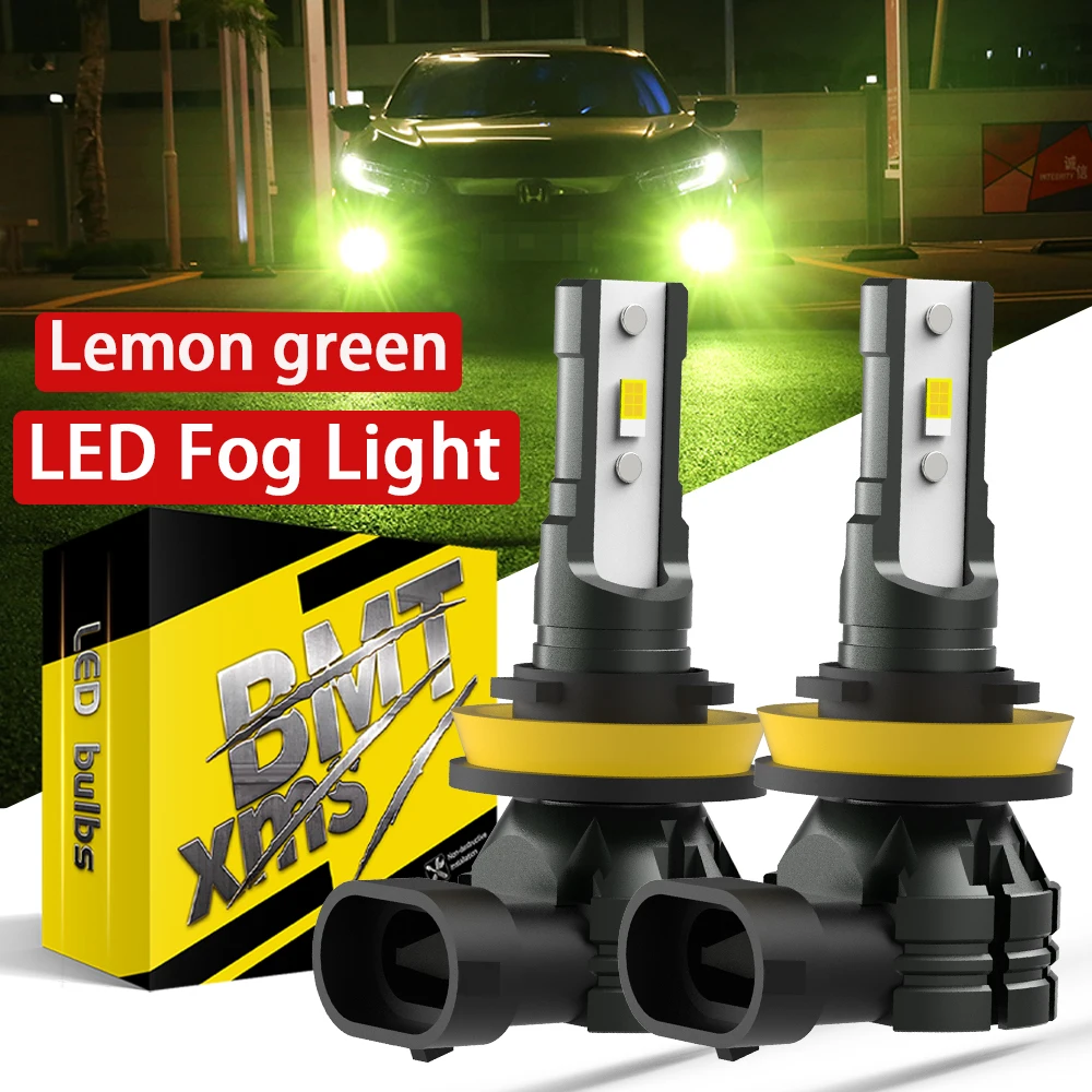 

BMTxms 2PCS Green Lemon Fog Light H8 LED H11 Canbus No Error Led Headlight Bulb H10 9145 Car 9005 9006 HB3 HB4 12000lm Auto Lamp