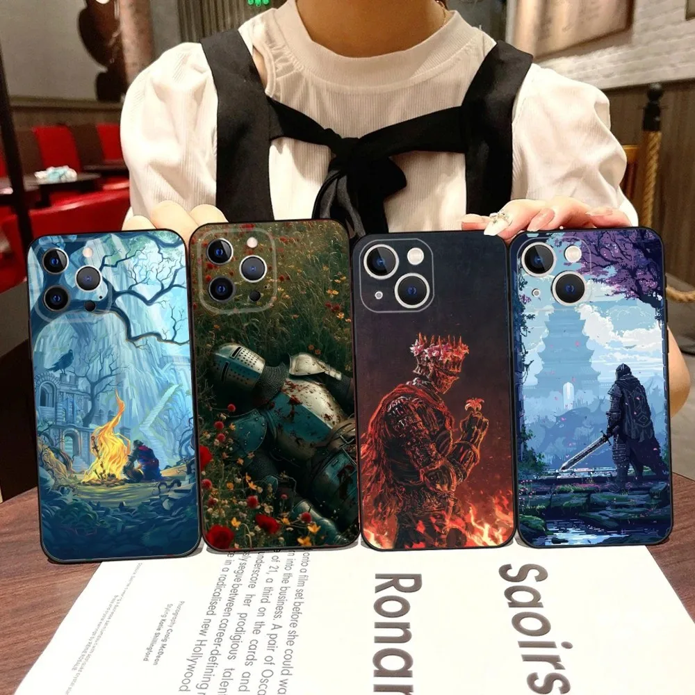 Cool D-Dark S-Souls Phone Case For iPhone 16 15 14 13 12 11 Pro X XS Max XR Plus Mini Black Soft Silicone