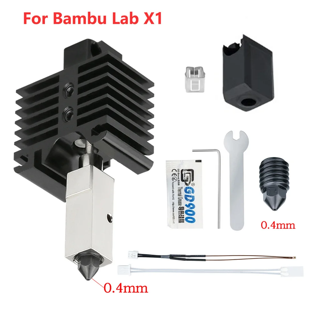

500℃ Upgraded Hotend Hardened Steel Nozzle Plated Copper Heater Block CHT Brass Nozzle 0.4/0.6mm For Bambu Lab X1 P1P 3D Printer