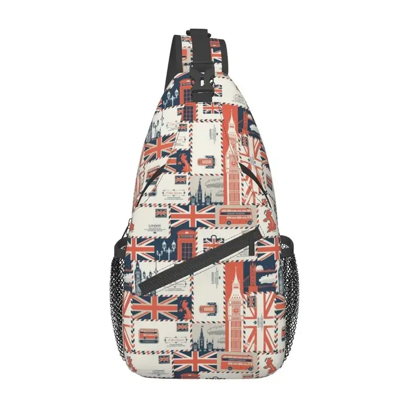 

Нагрудная Сумка-слинг с британским флагом и коллажем, мужской рюкзак кросс-боди с британским лондонским узором, дорожный походный ранец