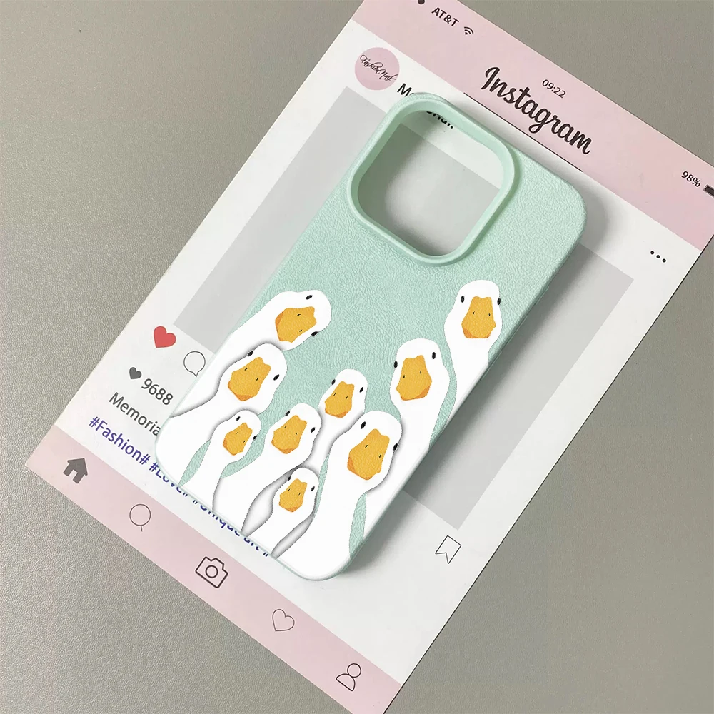 Милый чехол для iPhone 11 12 13 14 15 16 17 Pro Max Plus Air с рисунком белой утки, креативный дизайн, мягкий чехол из поликарбоната (art.: 3920dc59b13fa) - 3920dc59b13fa