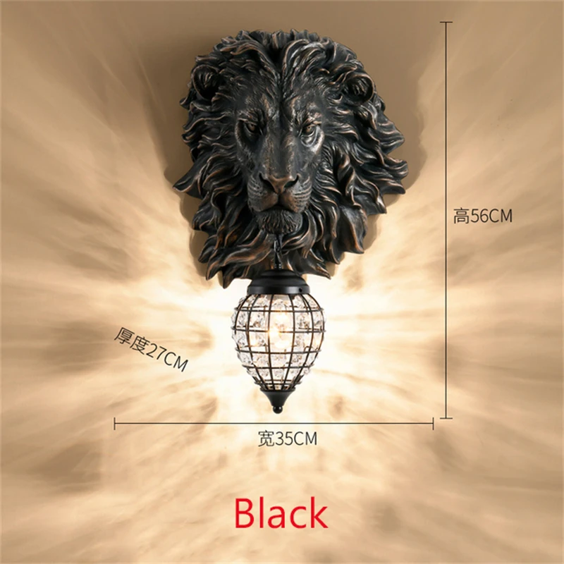 

Американская Ретро настенная лампа в виде льва, светодиодная настенная лампа из смолы, лампа для домашнего декора в виде животных, освещение для гостиной