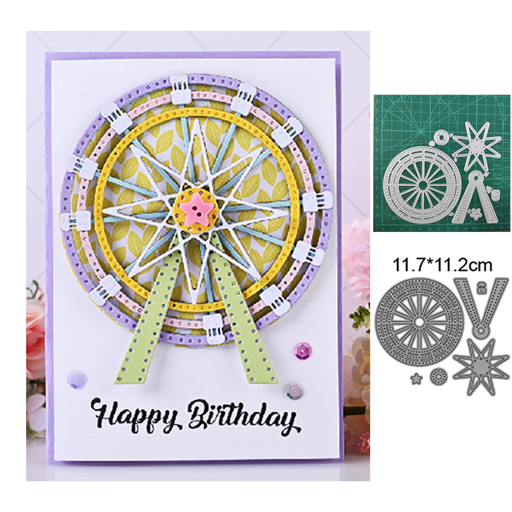 

Парк развлечений обозрения колесо обозрения 2022 Новые поступления режущие штампы Металл Скрапбукинг Украшение альбом открытки из крафт-бум...