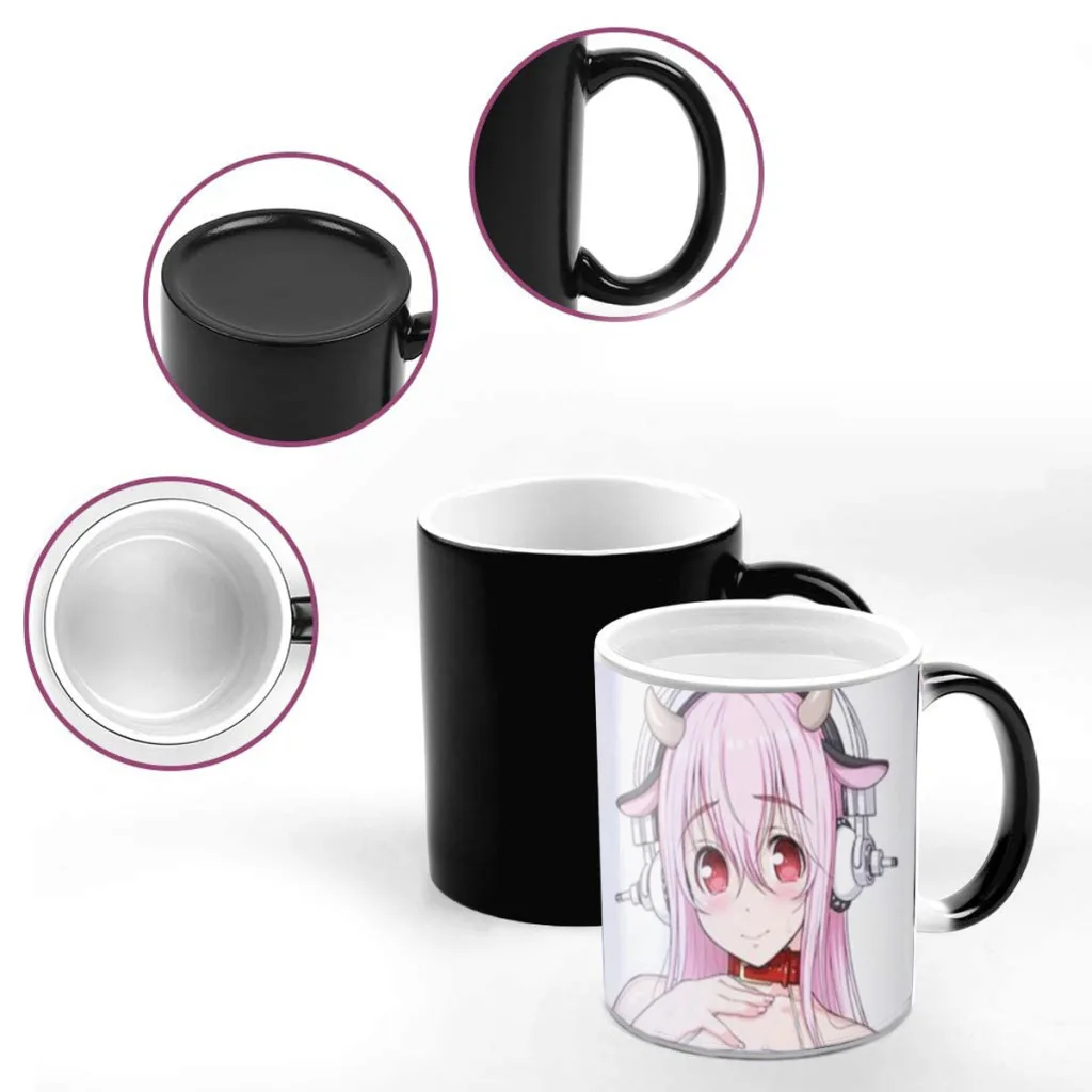 Фото Супер Sonico кофейные кружки манга креативная меняющая цвет чашка для чая с молоком керамическая Волшебная Термочувствительная кружка подарки №2