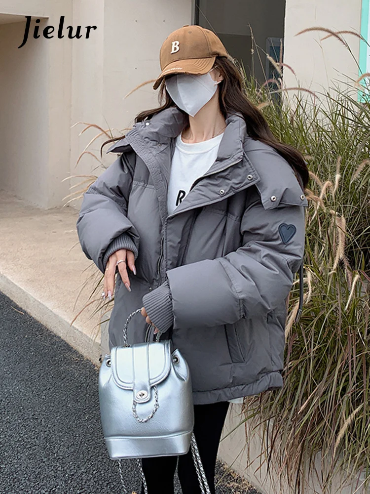 Черная свободная теплая Толстая Женская парка с капюшоном Корейская зимняя