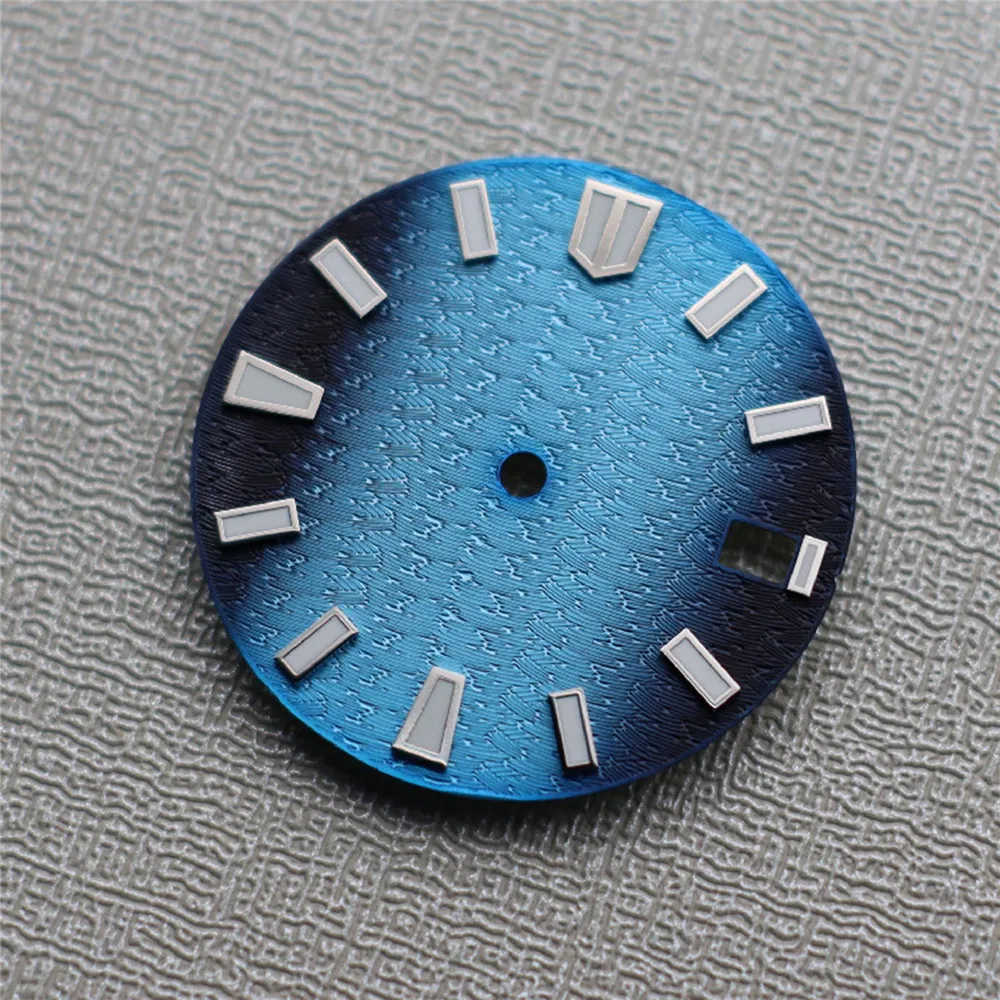 NH35 NH36 Dial, Gradient Blue Watch Faces 28.5MM Green Luminous Watch Modified Dial for NH35/NH36/4R/6R Movement