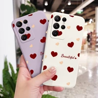 shiny red heart phone case for samsung galaxy s22 s21 s20 ultra plus fe s10 s9 s10e note 20 ultra 10 9 plus cover