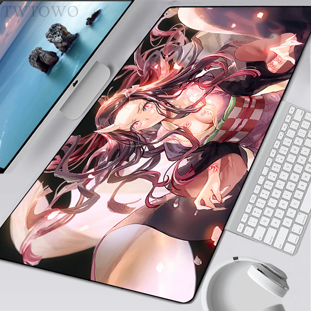 Mouse Pad Gamer XXL New Custom HD MousePads keyboard pad Demon Slayer Kamado Nezuko Laptop Natural Rubber Soft Gamer Table Mat