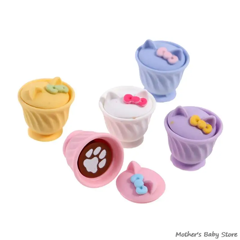 

Кукольный домик с кошачьими ушками и бантиком, кофейные чашки, модель игрушки, аксессуары для кукол, кухонная комната, мини-Бутылочки для на...