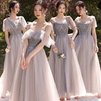 grey bridesmaid evening dress fairy temperament wedding sister group simple elegant atmosphere thin bridesmaid evening dress