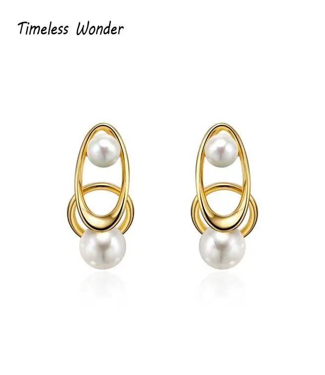 

Timeless Wonder Faux Pearl Geo Statement Stud Earrings for Women Designer Jewelry Ins Party Gift Trendy Unique Rare Top Mix 6261